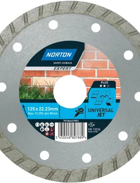 Discos de diamante multimaterial (JET) de 125 × 22,23, con segementos de 7mm para corte agresivo en materiales duros - Norton - FashionsVida