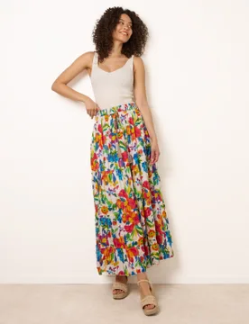 Tiered Bright Maxi Skirt - S/M / MULTI - female - Blue Vanilla - FashionsVida