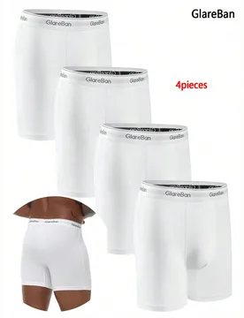 Piezas de calzoncillos bóxer blancos de longitud media para hombres, ropa interior masculina, calzoncillos cómodos, slips suaves, bragas bóxer para - Shein - FashionsVida