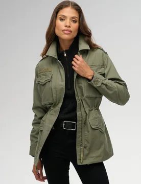 Superdry Damen Verzierte Feldjacke Green - Größe: 38 - 139.99 - FashionsVida