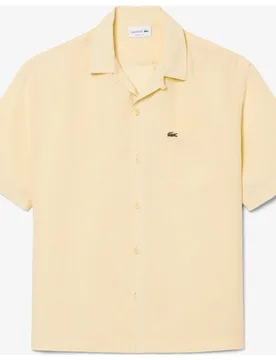 Camisa de hombre de corte holgado de lino de manga corta - Lacoste - FashionsVida