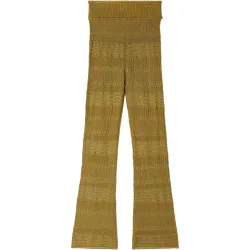 Pantalones de campana de mujer de punto pointelle con cintura elástica