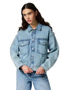 Giacca Di Jeans Elma Light Blue Denim L - Pieces - FashionsVida