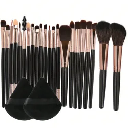 Piezas Juego de brochas de maquillaje profesionales con cerdas suaves, tubo de aluminio largo, accesorios completos que incluyen polvos, contorno, rub