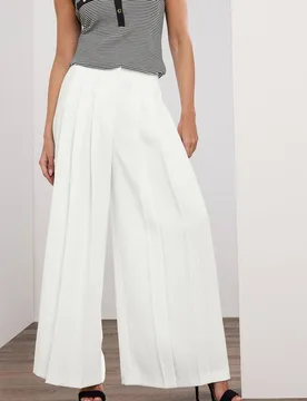 Women's Pleated Wide Leg Trousers in White Size: 14 - White - Size: 14 - Star by Julien Macdonald - FashionsVida