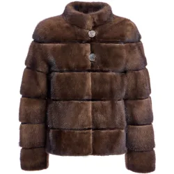 Chaqueta de pelo de mujer de visón con inserciones