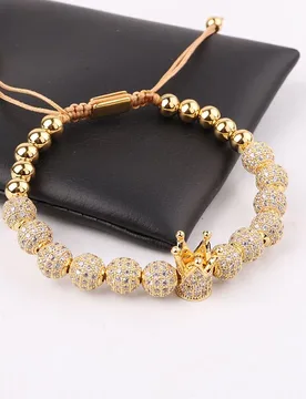 New Design High Quality Luxury 8mm CZ Pave Ball Crown Charms Bracelet Bangle Men Jewelry Gift - Aliexpress - FashionsVida