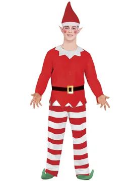 Elfen Herrenkostüm Schelmisch Weihnachten rot-weiß-grün - GUIRMA - FashionsVida