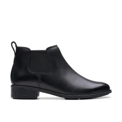 Women's Havisham Top Ankle Boot Black Leather Ankle Boots, Chelsea Boots Size: 3-Wide Fit - Black - Size: 3-Wide Fit