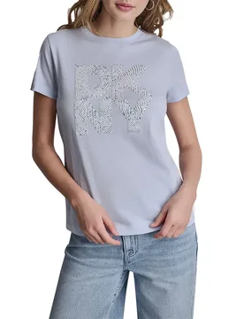 Maglietta A Maniche Corte New York Stacked Frost Blue / Silver Cl M - DKNY - FashionsVida