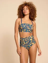 Floral Ruched High Waisted Bikini Bottoms Yellow Mix female