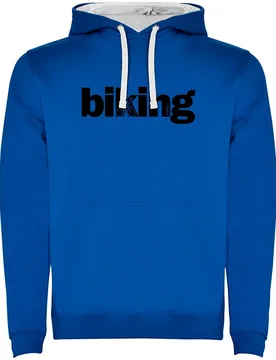 Felpa Con Cappuccio Word Biking Two-colour Royal Blue / White - Kruskis - FashionsVida