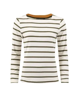 Weird Fish Saffira Cotton Jersey Stripe Top Size 22 - new-arrivals all new-arrivals womens women women all-womens women tshirts-and-tops women tshirts - Military Green - FashionsVida