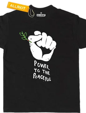 Power to the Peaceful' Organic T-Shirt - All Riot - FashionsVida