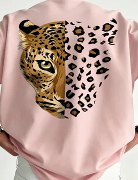 Camiseta de manga corta con estampado de leopardo lavado vintage para hombre, estilo callejero retro casual para uso diario, tejido de punto transpira - Shein - FashionsVida
