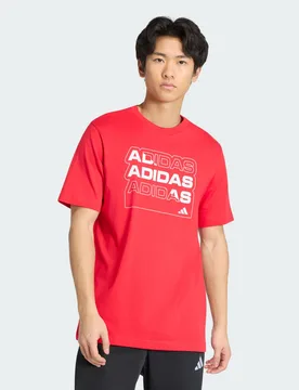 MULTI LINEAR LOGO GRAPHIC T-SHIRT 2XL Pure Ruby - Adidas - FashionsVida