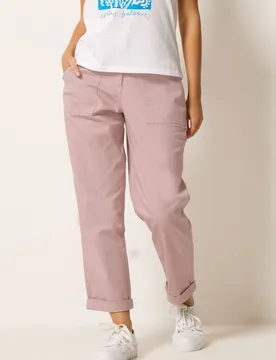 Women's Twill Carpenter Trousers in Light Pink Size: 12S - Light Pink - Size: 12S - M&Co - FashionsVida