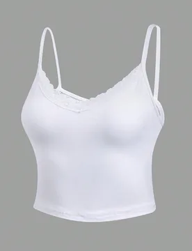 Piezas Top de tirantes ribete con encaje M - Shein - FashionsVida