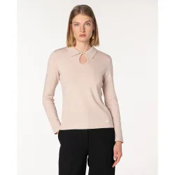 Suéter de mujer cuello polo con lágrima