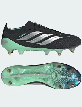 Scarpa da calcio PREDATOR ELITE Soft Ground 44 2/3 Core Black / Silver Metallic / Pulse Mint - Adidas - FashionsVida
