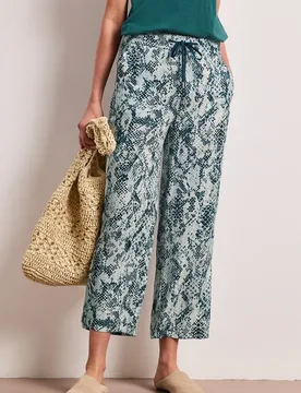 Snake Print 7/8 Wide Leg Hose female Blau - Street One - FashionsVida