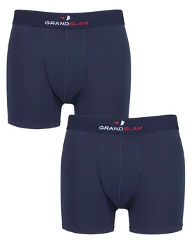 Mens 2 Pair Shaped Pouch Cotton Trunks Navy S - Blue - Size: Small - Grandslam - FashionsVida