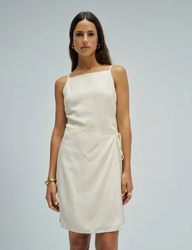Vestido corto con lino de mujer - Salsa Jeans - FashionsVida