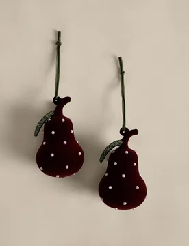 Pack Glitter Glass Velvet Pear Baubles Burgundy - M&S - FashionsVida