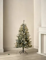 Ft Pre-Lit Snowy Monterey and Scots Pine Christmas Tree White Mix