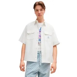 Hugo Camicia A Maniche Corte Ekyno 10260730 Blue Open White XL