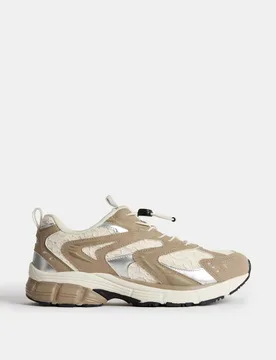 Kids' Toggle Trainers (4 Small - 7 Large) White Mix Female - M&S - FashionsVida