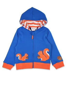 Kids 100% Cotton Squirrel Applique Hoodie - Toby Tiger - FashionsVida