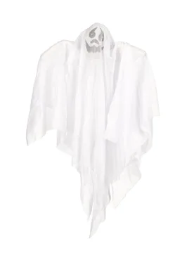Schillernder Geist mit Leuchtfunktion Halloween Hänge-Deko weiss 40x58x5cm - Widmann - FashionsVida