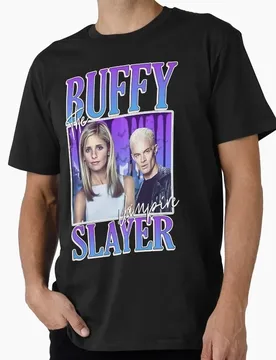 Buffy Inspired Graphic T-Shirt, 0811 Vintage Vampire Slayer Print Tee, Retro Horror Series Short Sleeve Casual Shirt US Size Top - Aliexpress - FashionsVida