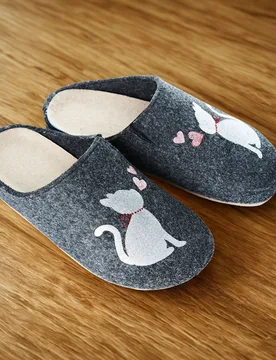 Filz-Pantoffel "Katze" schwarz - 3Pagen - FashionsVida
