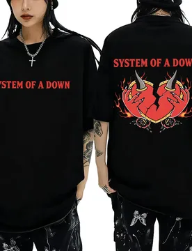 System of A Down Double Sided Print T-shirt Men Women Vintage Rock Metal Oversized T Shirts Men's High Quality Cotton T-shirts - Aliexpress - FashionsVida