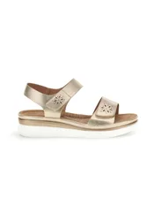 Sandali beige con zeppa e doppio strappo E464 38