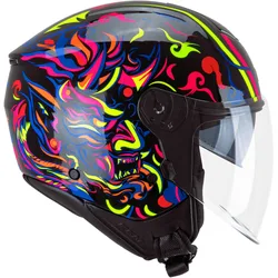 Casco Moto Jet 126S IPE DEMON Nero Blu Rosso Giallo taglia L