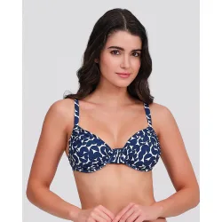 Top bikini mujer con copa moldeada y diseño fruncido central