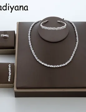 Hadiyana Fashion Irregural Paved Cubic Zinconia Costume Jewelry Set For Ladies Trendy Dubai Wedding Bridal Jewelry Sets TZ8014 - Aliexpress - FashionsVida