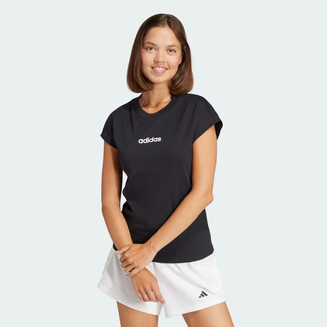 T-shirt Essentials Linear Cotton L Black / White - Adidas - FashionsVida