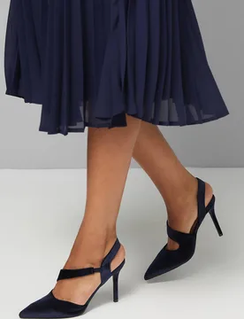 Women's Everly Velvet Asymmetric Pointed Stiletto High Heel Court Shoes in Navy Size: 5 - Navy - Size: 5 - Wallis - FashionsVida