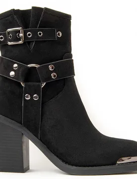 Womens Heel Ankle Boot Town In Black - Size Eu 37 - Montevita - FashionsVida
