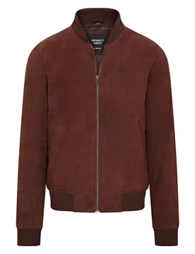 Mens Soft Goat Suede Ma-1 Varsity Bomber Jacket - Dalian - Brown - Size 2xl - Infinity Leather - FashionsVida