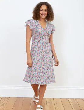 Womens Highcliffe Jersey Wrap Dress Petal Perfume - Multicolour - Size 8 Uk - Kite Clothing - FashionsVida