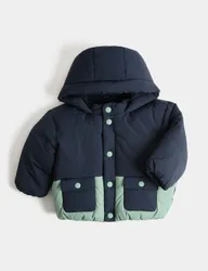 Midweight Padded Hooded Coat (0-5 Yrs) Navy male
