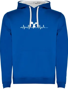 Sweat à Capuche Fitness Heartbeat Two-colour Royal Blue / White 2XL - Kruskis - FashionsVida
