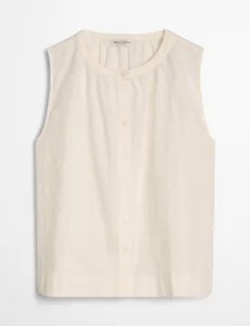 Blusa sin mangas regular de voile de algodón con finos bordados perforados - MARC O'POLO - FashionsVida