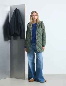 Abrigo acolchado de mujer rombo largo - Green Coast - FashionsVida