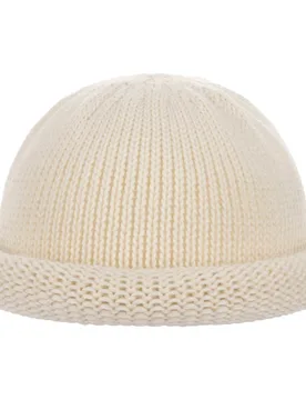 Rolled Edge Knit Hat by - cream white - Female - Size: One Size - Lierys - FashionsVida